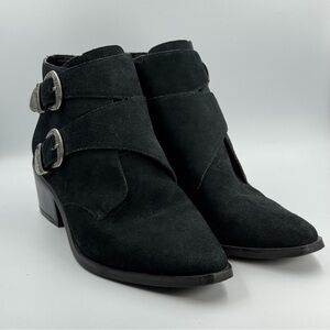 Urban Outfitters Talia Booties Western Buckle Side Zip Heeled Ankle Boots Size 8